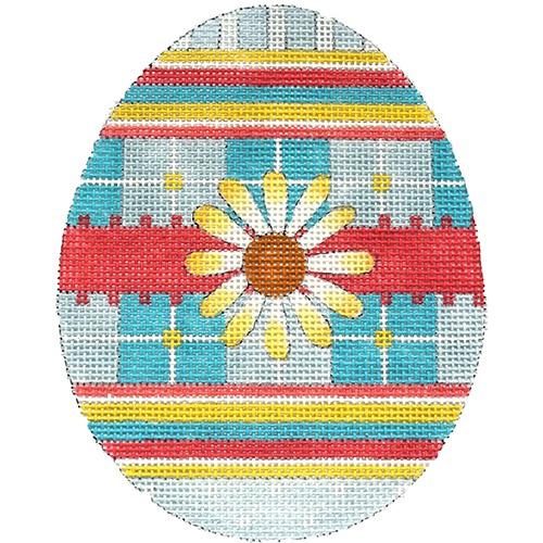 click here to view larger image of Daisy Plaid Egg (hand painted canvases)