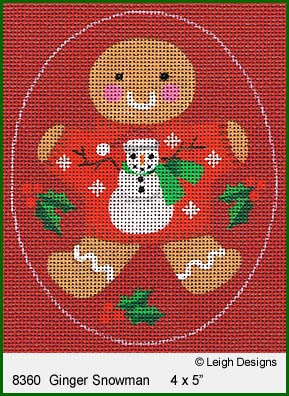 click here to view larger image of Ginger Snowman Ornament (hand painted canvases)