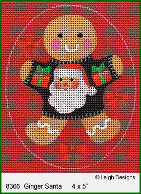 click here to view larger image of Ginger Santa Ornament (hand painted canvases)