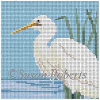 click here to view larger image of Snowy Egret Coaster (hand painted canvases)