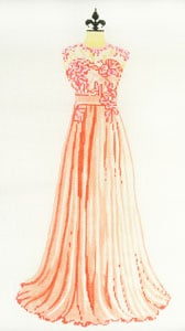 click here to view larger image of Evening Gown - Peach and Pink (hand painted canvases)