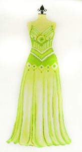 click here to view larger image of Evening Gown - Lime Green with Spag. Straps (hand painted canvases)