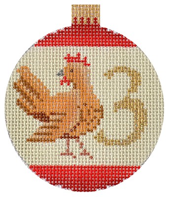 click here to view larger image of 12 Days Bauble - 3 French Hens (hand painted canvases)