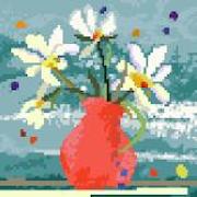 click here to view larger image of Red Vase with Flowers (hand painted canvases)