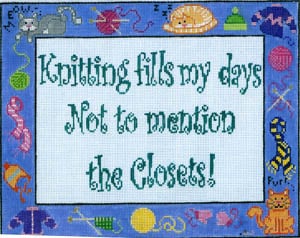 click here to view larger image of Knitting Fills My Days (hand painted canvases)