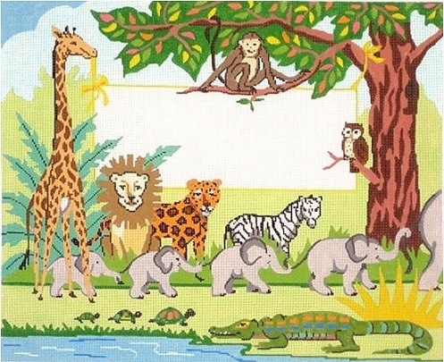 click here to view larger image of Animals Birth Sampler (hand painted canvases)