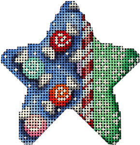 click here to view larger image of Candy Cane/Snowflakes Mini Star (hand painted canvases)