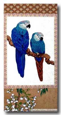 click here to view larger image of Blue Parrot Scroll (hand painted canvases)