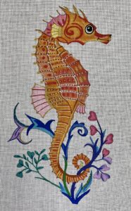 click here to view larger image of Seahorse w/Flowers (hand painted canvases)