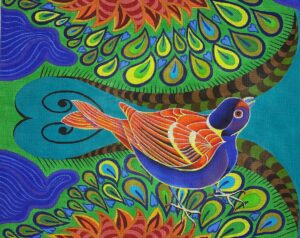 click here to view larger image of Exotic Bird/Blue (hand painted canvases)