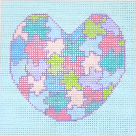 click here to view larger image of Puzzle Heart (hand painted canvases)