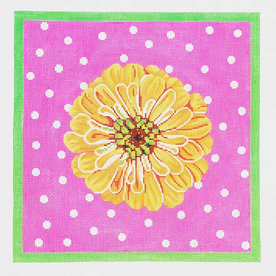 click here to view larger image of Zinnias/Yellow (hand painted canvases)
