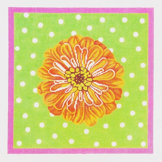 click here to view larger image of Zinnias/Orange (hand painted canvases)