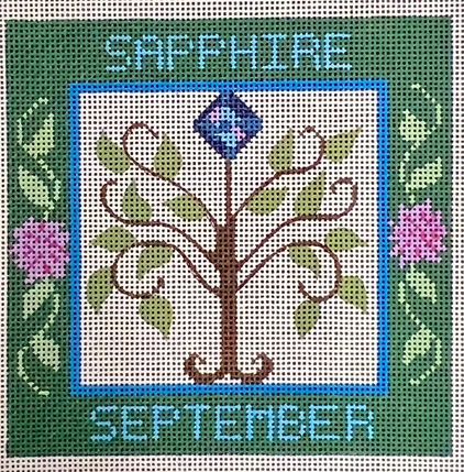 click here to view larger image of Birthstone Floral Square - September (hand painted canvases)
