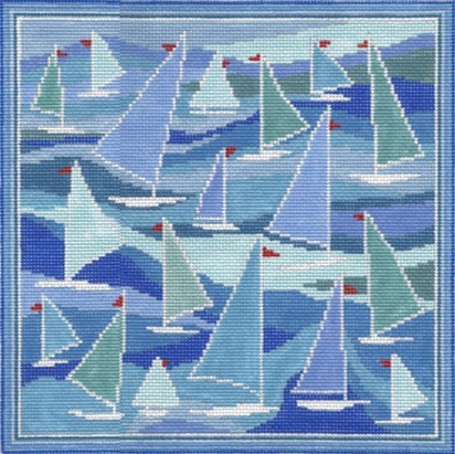click here to view larger image of Sailboats  (hand painted canvases)