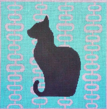 click here to view larger image of Teal Shadow Cat (hand painted canvases)