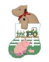 click here to view larger image of Pig and Tractor w/Pig Mini Sock (hand painted canvases)