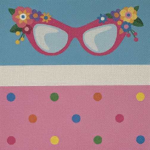click here to view larger image of Eyeglass Case - Cat Eye w/Flowers (printed canvas)