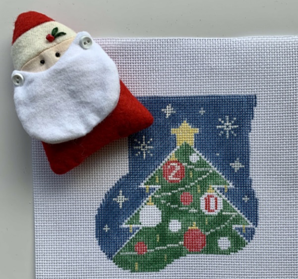click here to view larger image of Tree Sock w/Santa Mini Sock (hand painted canvases)