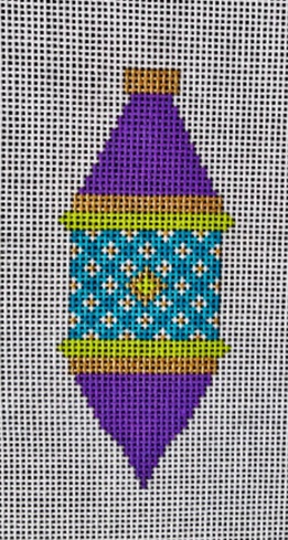 click here to view larger image of MCM Ornament - Purple/Teal Cylinder Drop (hand painted canvases)