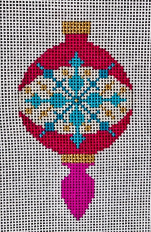 click here to view larger image of MCM Ornament - Magenta/Teal Ball Drop  (hand painted canvases)