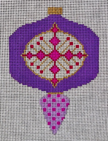 click here to view larger image of MCM Ornament - Purple/Pink Square Ball Drop (hand painted canvases)