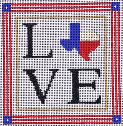 click here to view larger image of Texas State Square - Love (hand painted canvases)