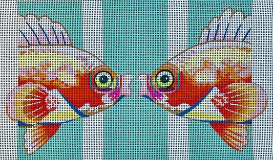 click here to view larger image of Kissing Fish (hand painted canvases)