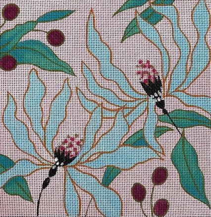 click here to view larger image of Whimsy Olive Floral (hand painted canvases)