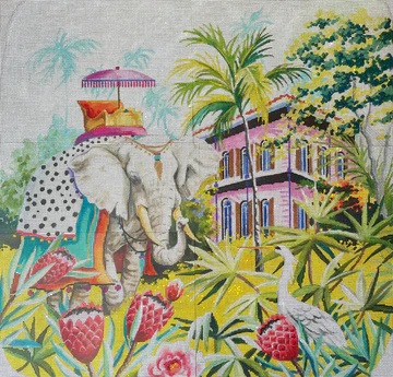 click here to view larger image of Elephant w/Crane (hand painted canvases)