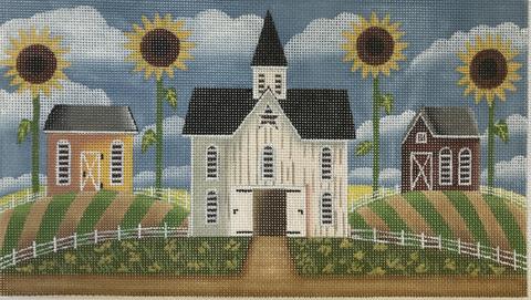 click here to view larger image of Barns and Sunflowers  (hand painted canvases)