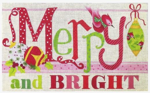 click here to view larger image of Merry and Bright  (hand painted canvases)