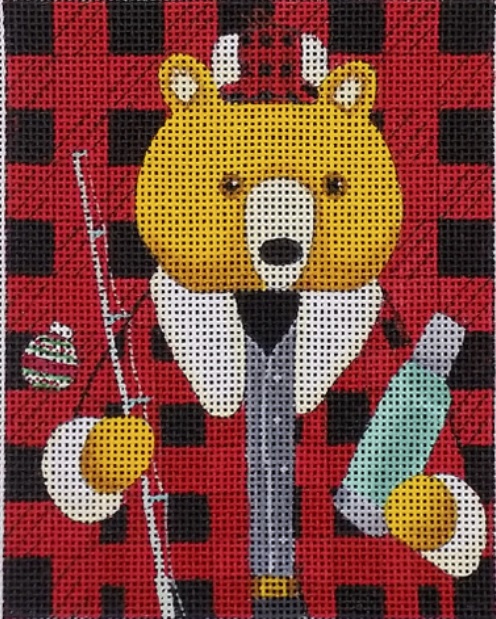 click here to view larger image of Plaid Bear (hand painted canvases)