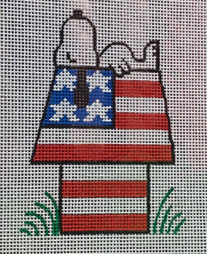 click here to view larger image of Snoopy on Flag Doghouse (hand painted canvases)