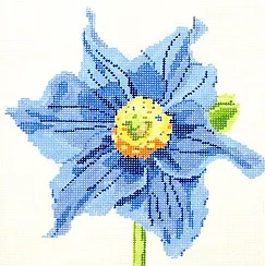click here to view larger image of Simple Flowers - Blue Poppy (hand painted canvases)