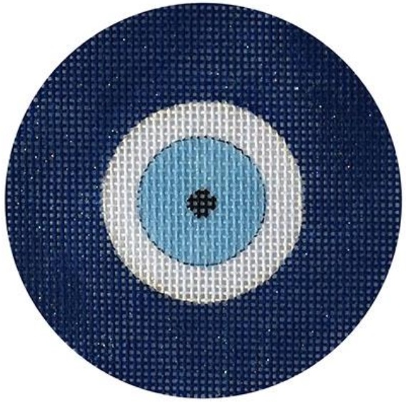 click here to view larger image of Blue Evil Eye w/Bead (hand painted canvases)