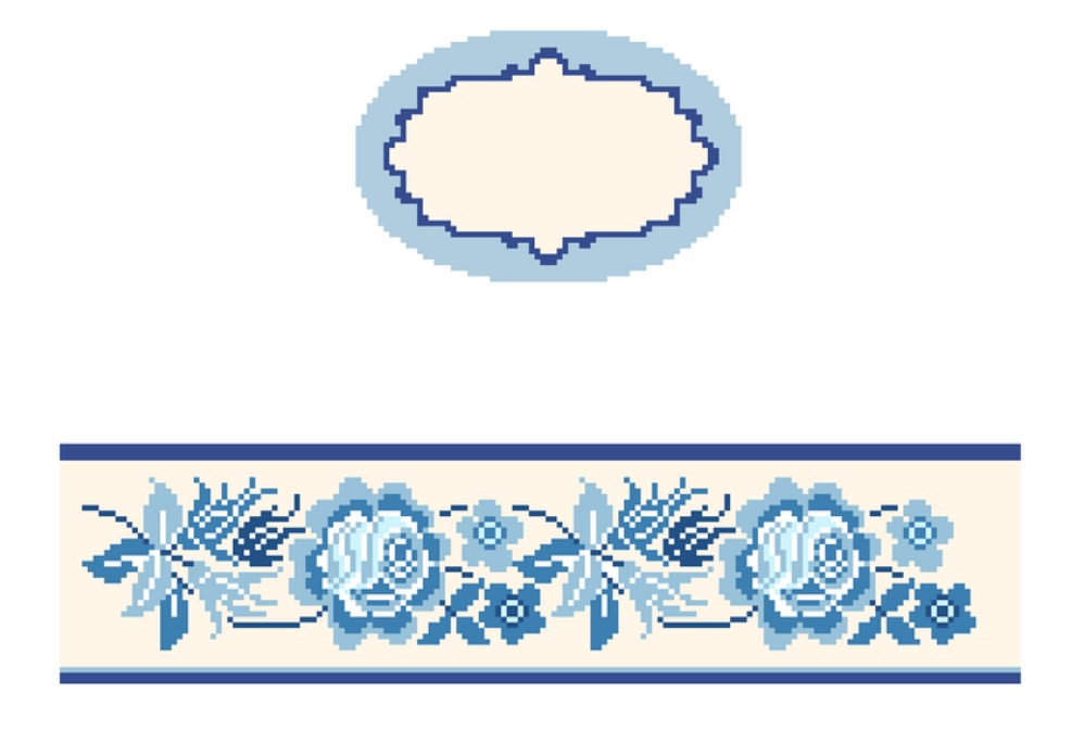 click here to view larger image of Toile Floral Blue Hinged Box w/Hardware (hand painted canvases)