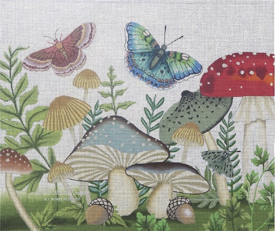 click here to view larger image of Mushrooms & Butterflies (hand painted canvases)