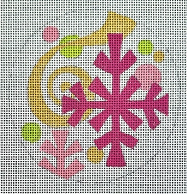 click here to view larger image of Round Pink Snowflake (hand painted canvases)