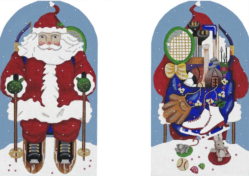 click here to view larger image of Skiing Santa 2-Sided Dome (hand painted canvases)