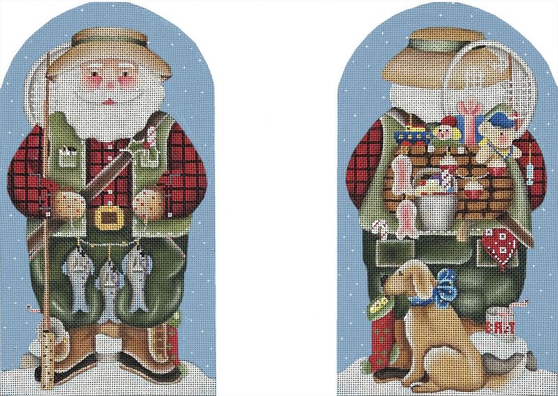 click here to view larger image of Fishing Santa 2-Sided Dome (hand painted canvases)