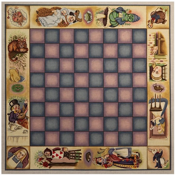 click here to view larger image of Alice in Wonderland Chess Board (hand painted canvases)