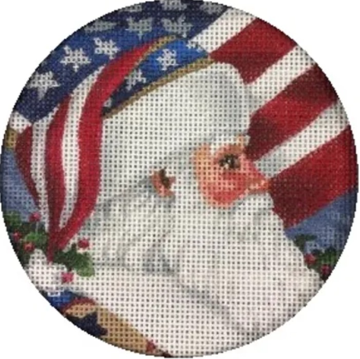 click here to view larger image of Patriotic Santa Ornament (hand painted canvases)