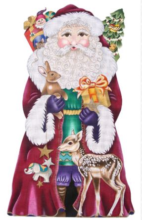 click here to view larger image of Magenta Santa with Fawn (hand painted canvases)