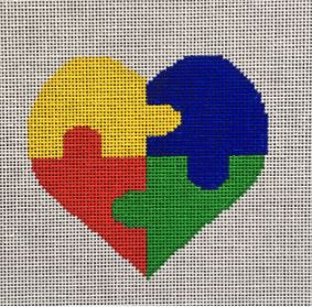 click here to view larger image of Autism Heart w/Stitch Guide (hand painted canvases)