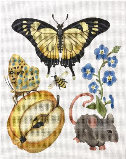 click here to view larger image of Butterfly Botanical with Mouse (hand painted canvases)