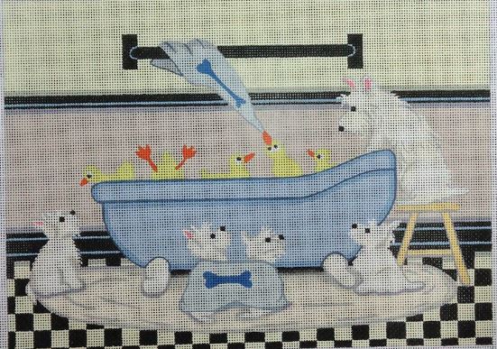 click here to view larger image of Westies Share Tub w/Ducks (hand painted canvases)