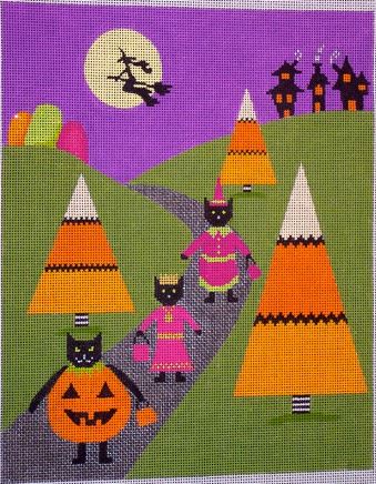 click here to view larger image of HalloweenVille Tricks & Treats (hand painted canvases)