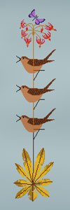 click here to view larger image of House Wren on a Shooting Star (hand painted canvases)