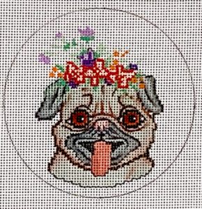click here to view larger image of Happy Pug (hand painted canvases)